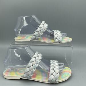 Dolce Vita Girl’s Carenna Braided Flat Sandals Metallic Silver Size 5